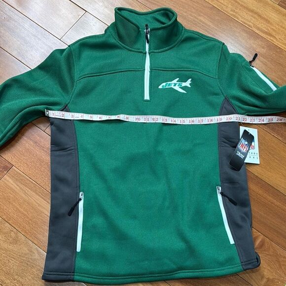 NWT NY NFL Jets Official Quarter-Zip Pullover Sweatshirt with Zipper Pockets M - Picture 11 of 12